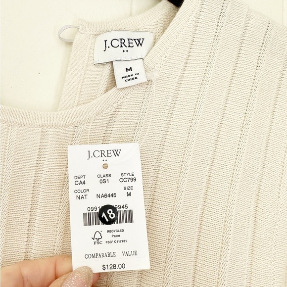 NWT J.CREW FACTORY Sleeveless Sweater-Dress Pleated Cream Medium - Picture 3 of 11